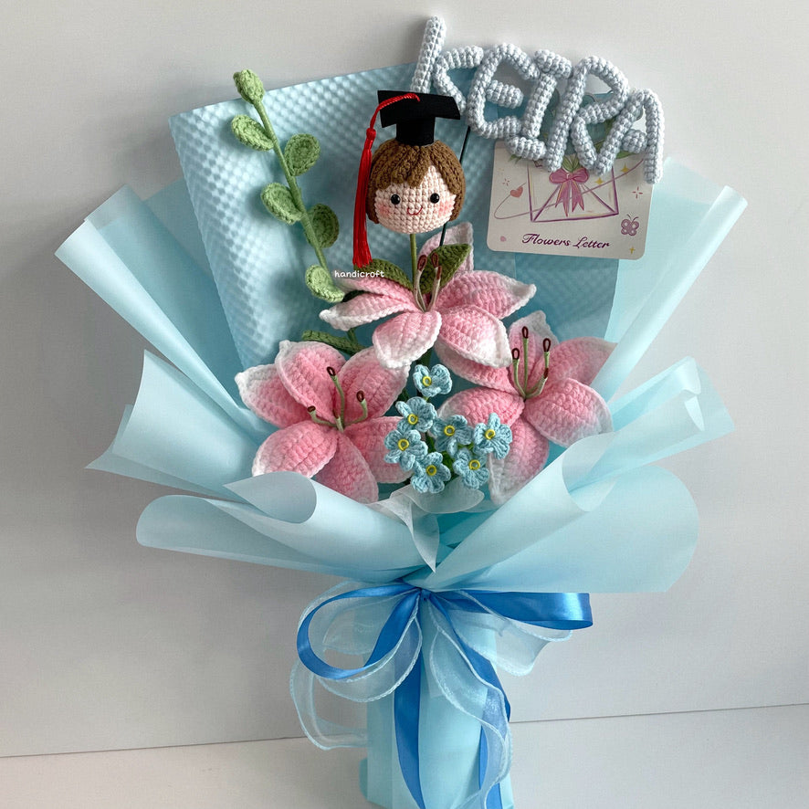 handicroft handmade crochet lily graduation special flower bouquet beyond the lilies