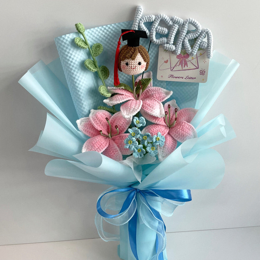 handicroft handmade crochet lily graduation special flower bouquet beyond the lilies