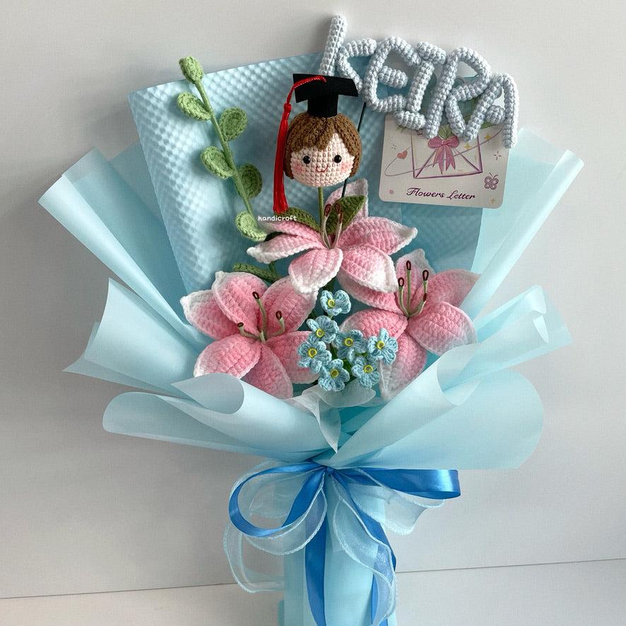 handicroft handmade crochet lily graduation special flower bouquet beyond the lilies