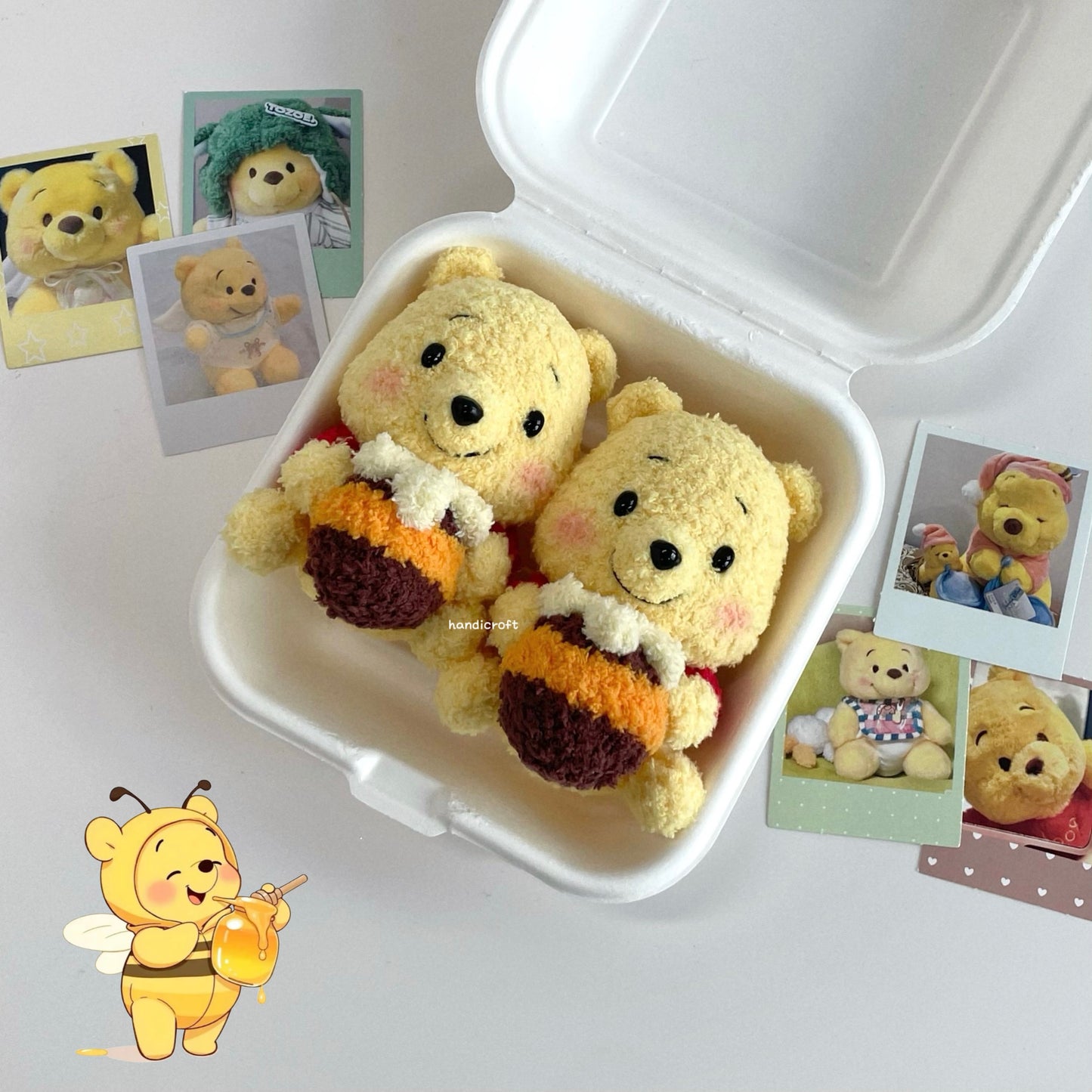 handicroft handmade crochet little hunny bear amigurumi keychain