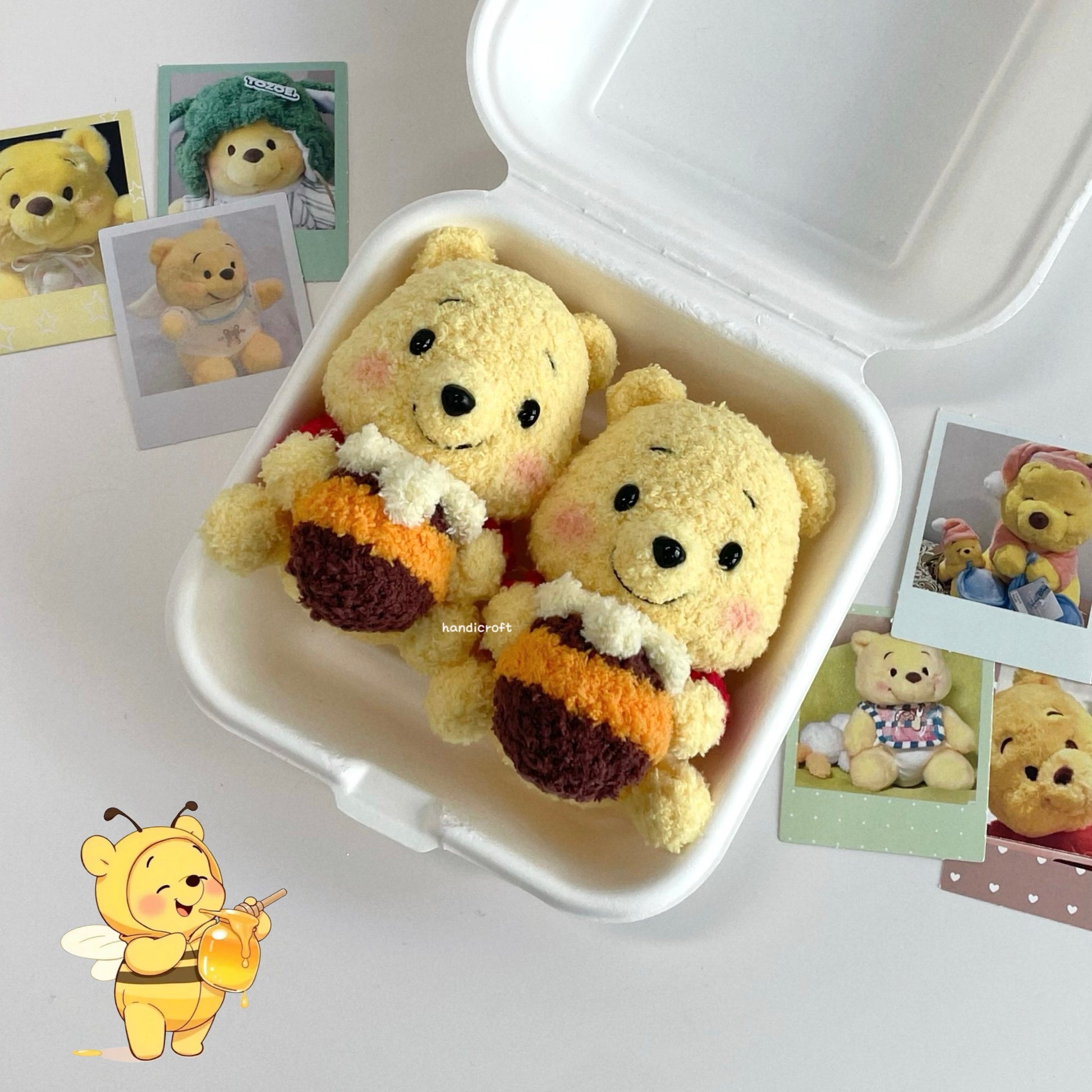 handicroft handmade crochet little hunny bear amigurumi keychain