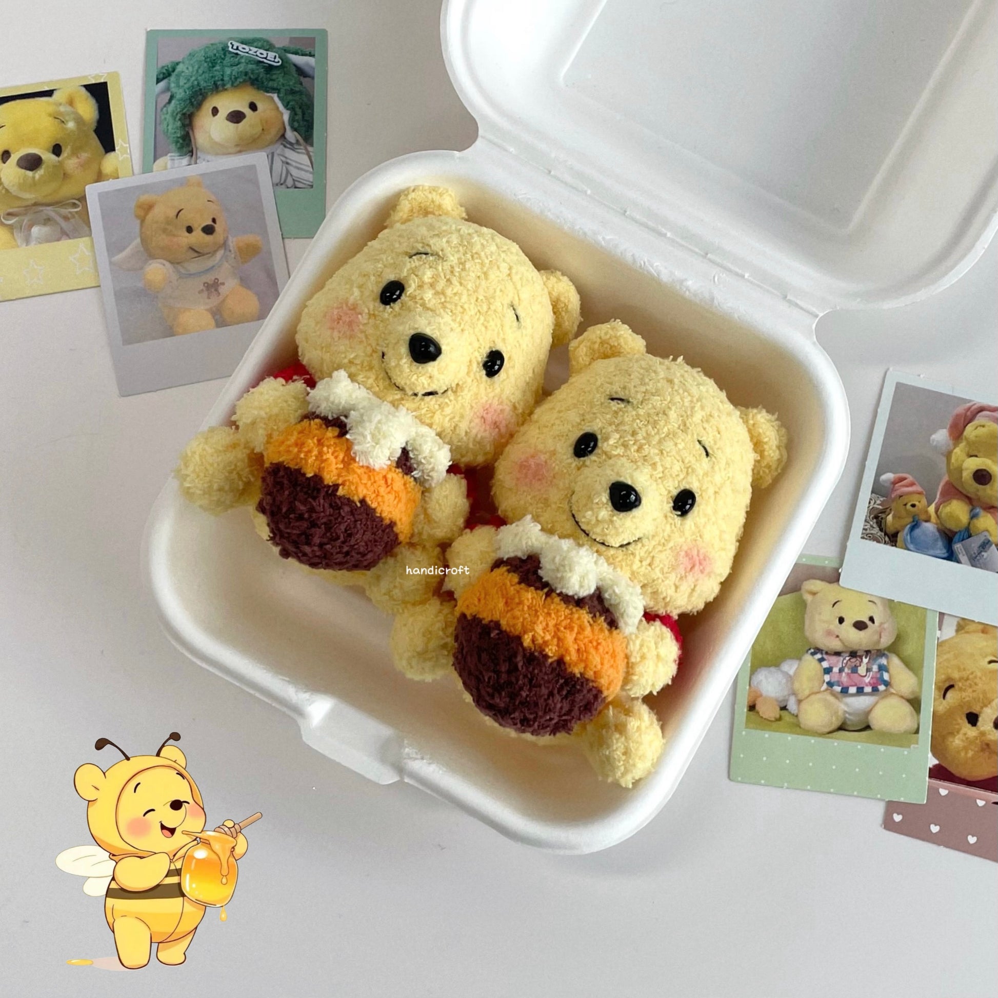 handicroft handmade crochet little hunny bear amigurumi keychain
