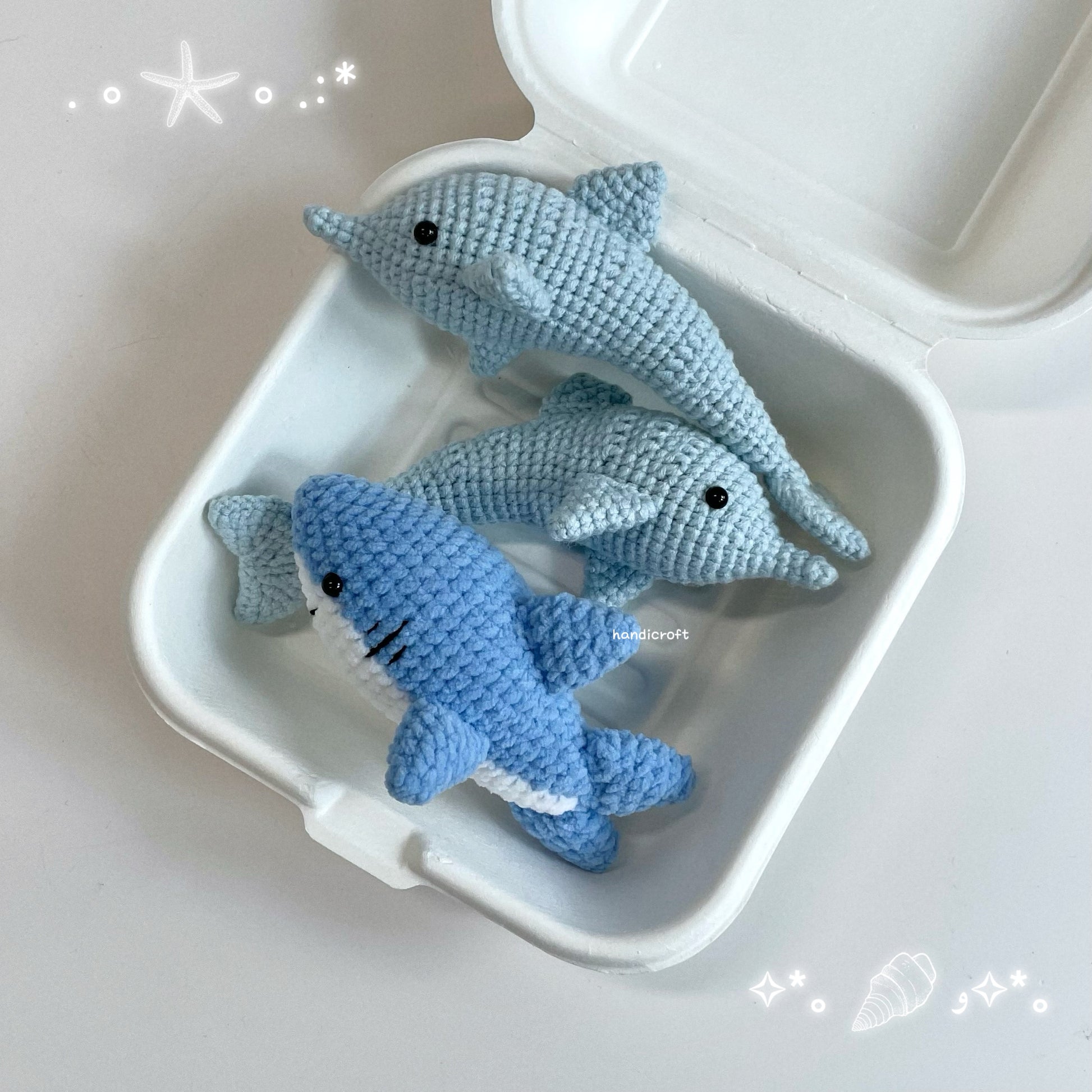 handicroft handmade crochet little ocean club aquatic sea animals amigurumi keychain