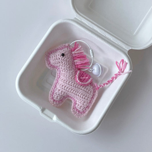 handicroft handmade crochet little pony hermes horse animal amigurumi keychain