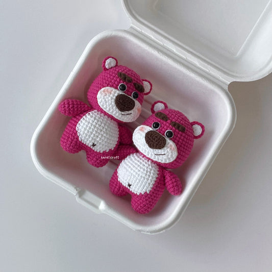 handicroft handmade crochet lotso strawberry bear amigurumi character keychain