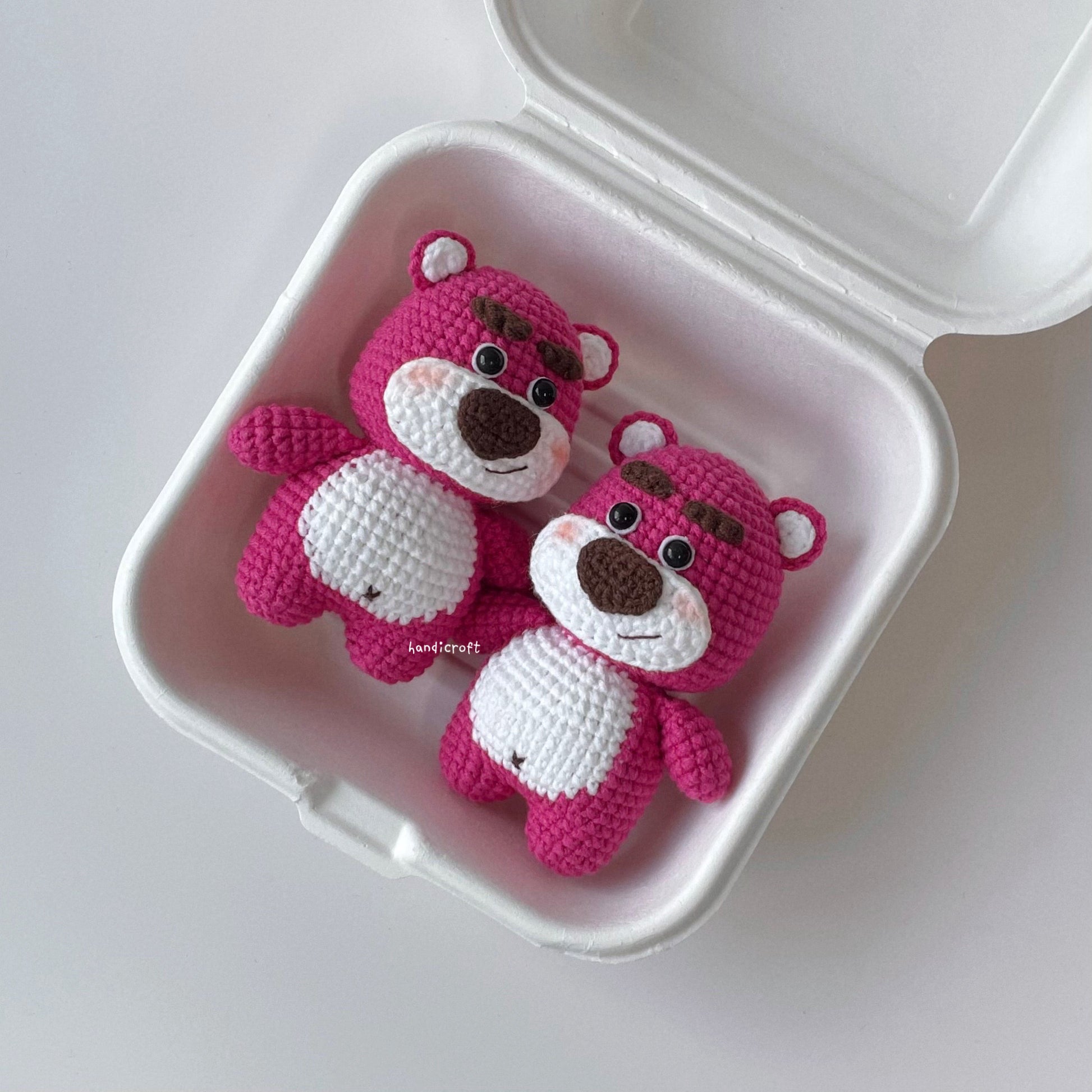 handicroft handmade crochet lotso strawberry bear amigurumi character keychain