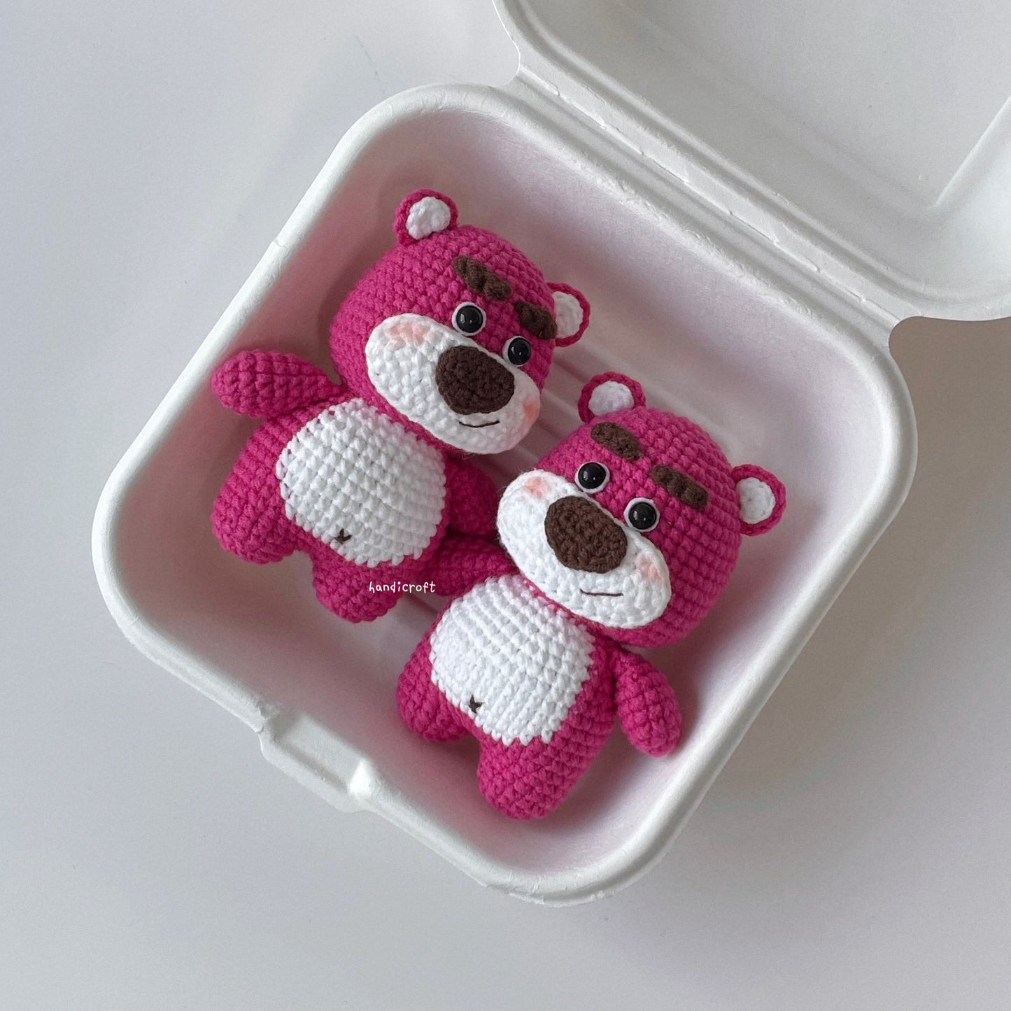 handicroft handmade crochet lotso strawberry bear amigurumi character keychain