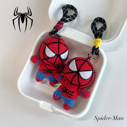 handicroft handmade crochet marvel superhero spider-man character amigurumi keychain bag charm