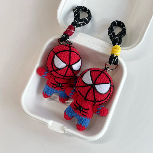 handicroft handmade crochet marvel superhero spider-man character amigurumi keychain bag charm