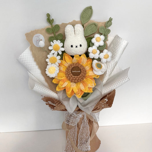 handicroft handmade crochet miffy jumbo sunflower flower bouquet miffy's sunshine
