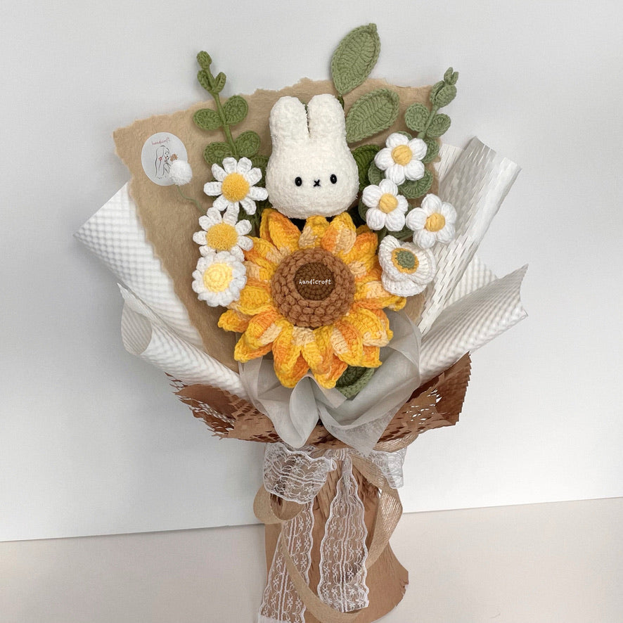 handicroft handmade crochet miffy jumbo sunflower flower bouquet miffy's sunshine