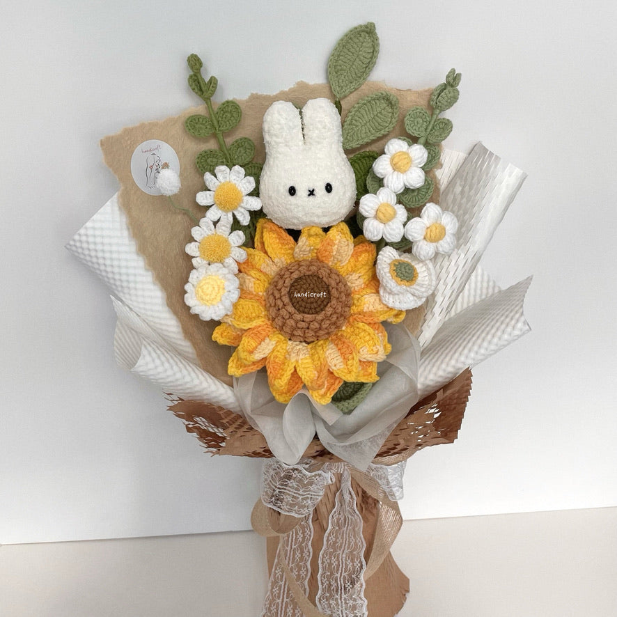 handicroft handmade crochet miffy jumbo sunflower flower bouquet miffy's sunshine