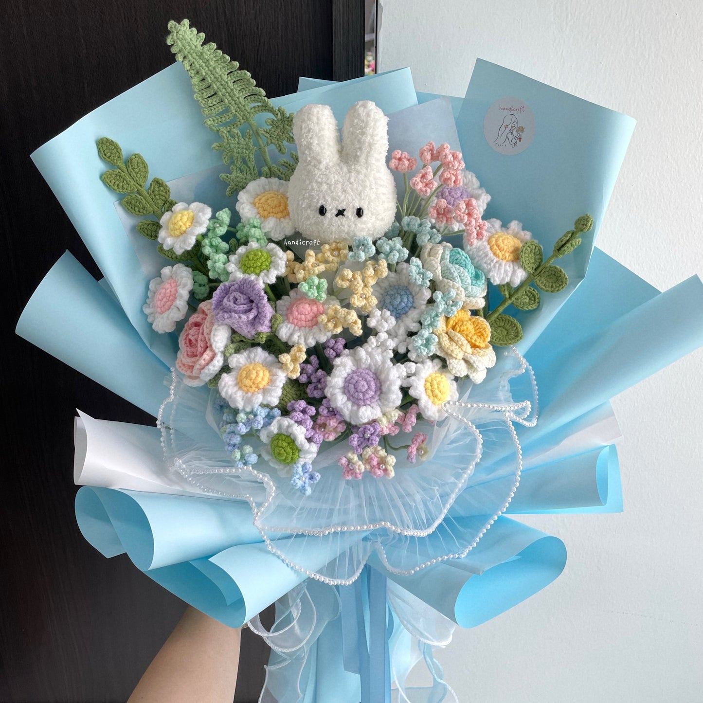 handicroft handmade crochet miffy pastel flower bouquet miffy's daisy daydream