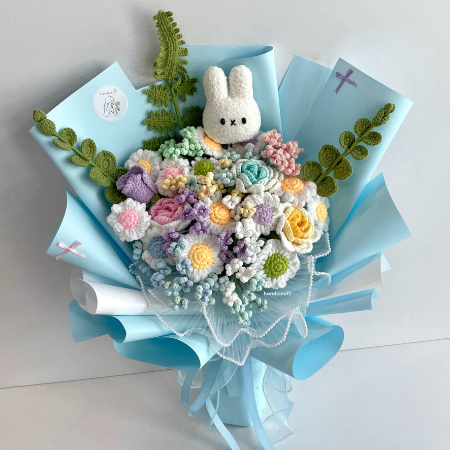 handicroft handmade crochet miffy pastel flower bouquet miffy's daisy daydream