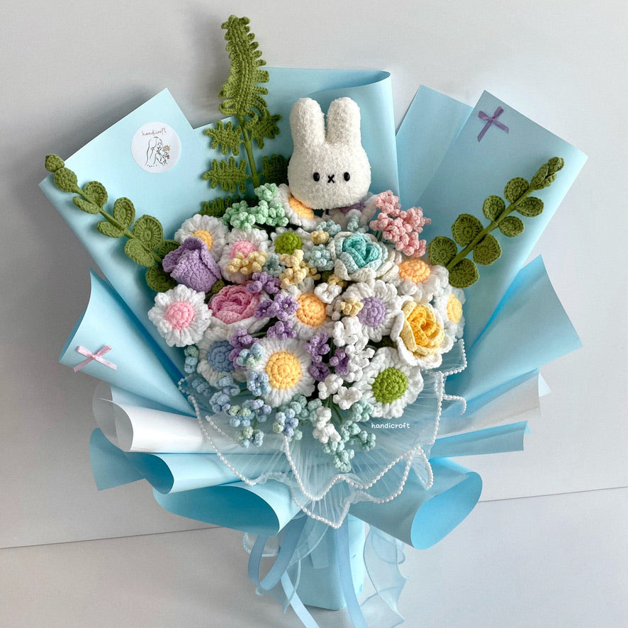 handicroft handmade crochet miffy pastel flower bouquet miffy's daisy daydream