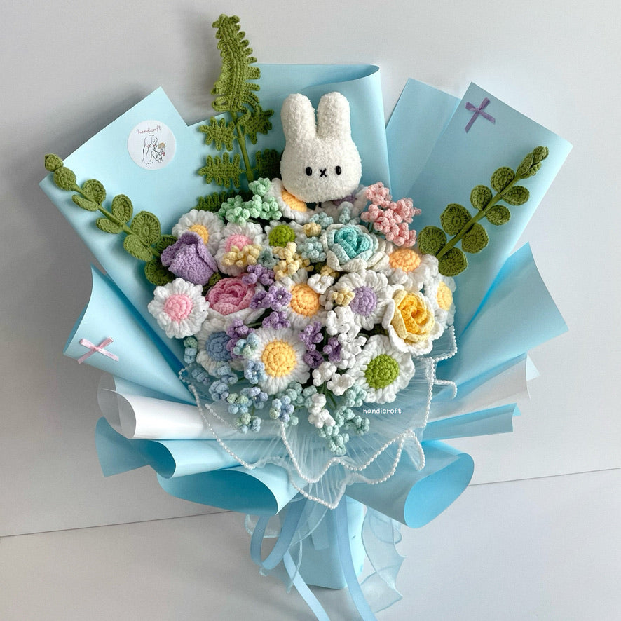 handicroft handmade crochet miffy pastel flower bouquet miffy's daisy daydream