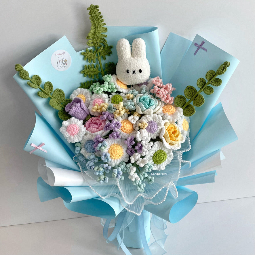 handicroft handmade crochet miffy pastel flower bouquet miffy's daisy daydream