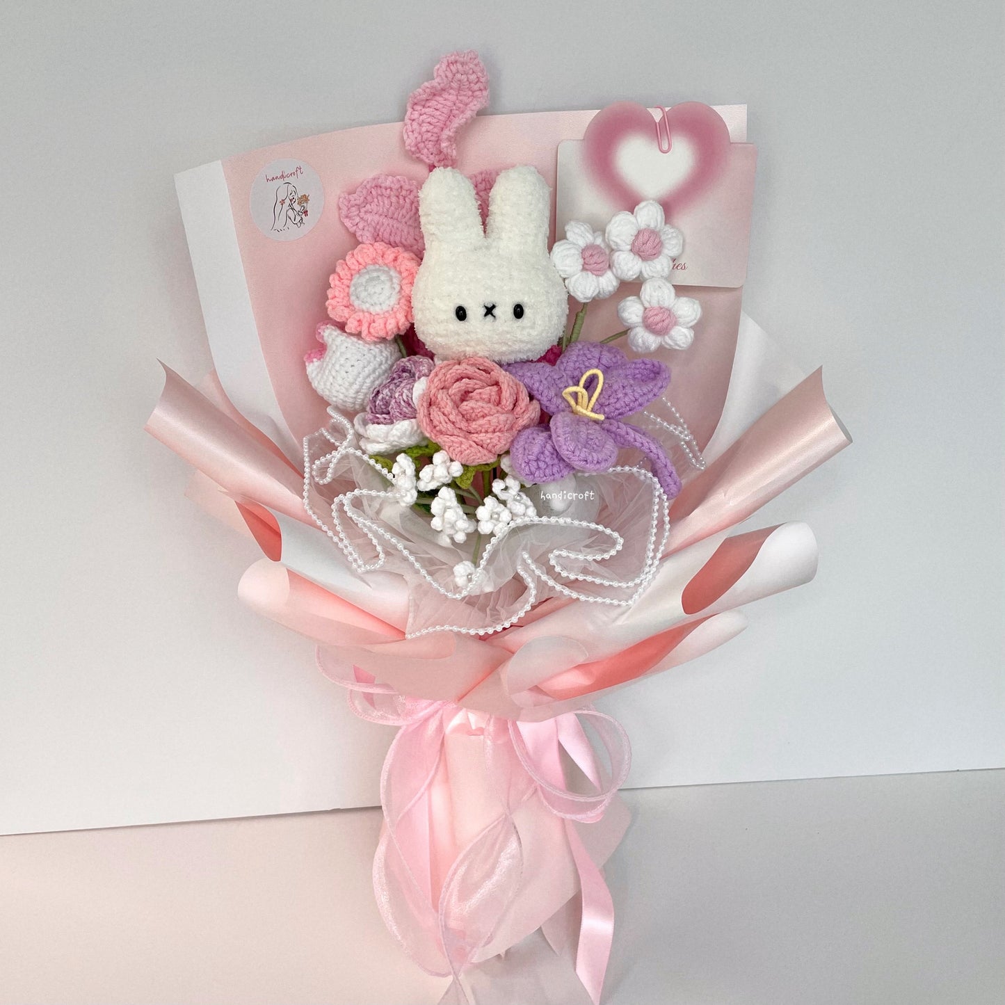 handicroft handmade crochet miffy pastel flower bouquet miffy's soft spring non grad version