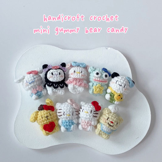 handicroft handmade crochet mini gummy bear candy character plushie keychain