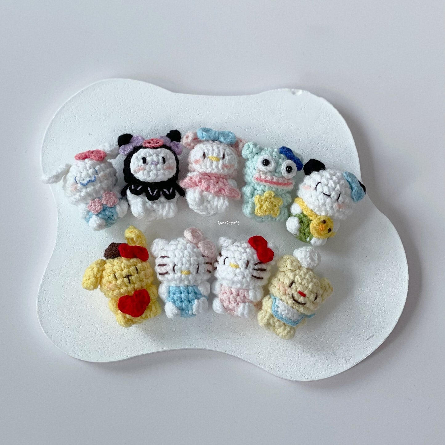 handicroft handmade crochet mini gummy bear candy character plushie keychain