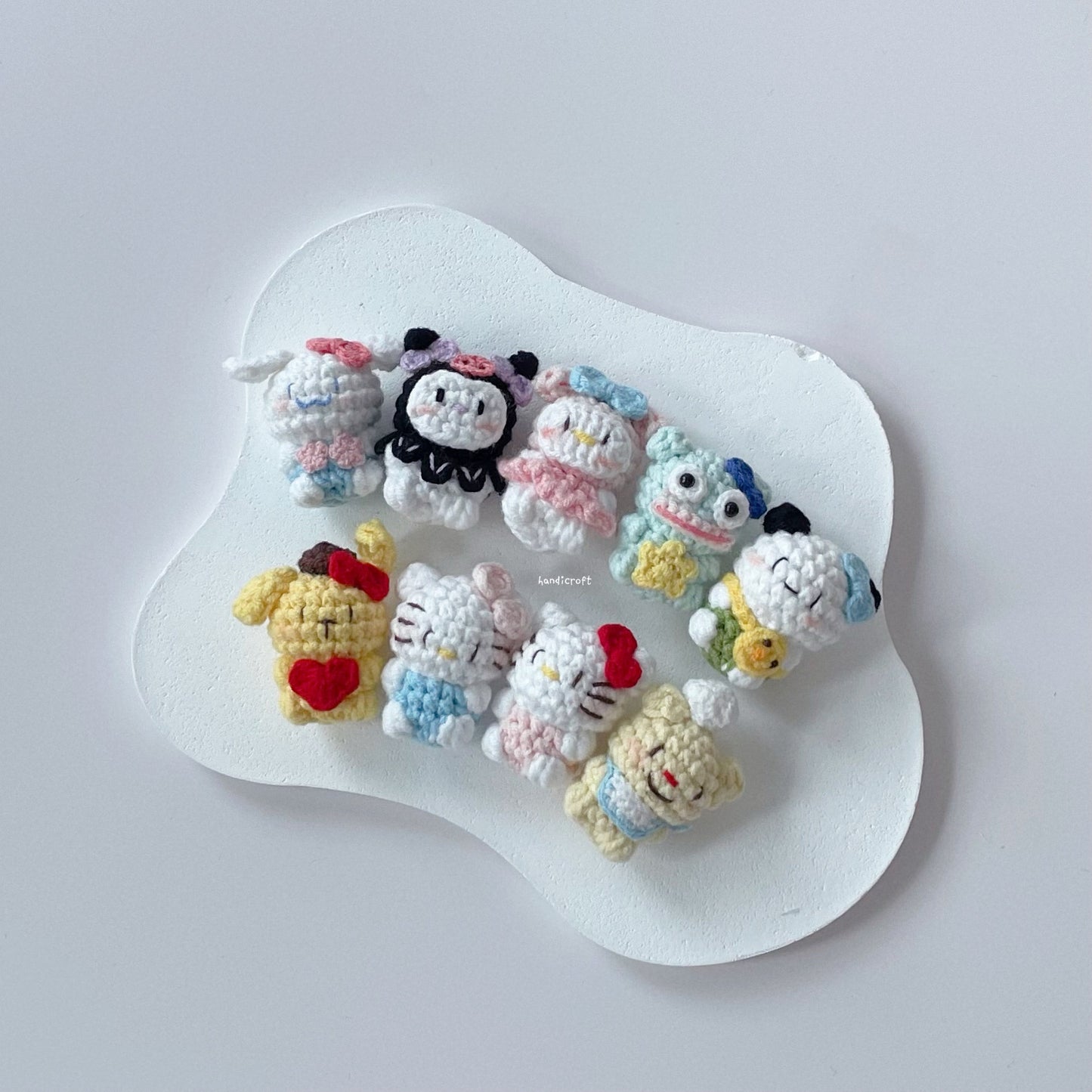 handicroft handmade crochet mini gummy bear candy character plushie keychain