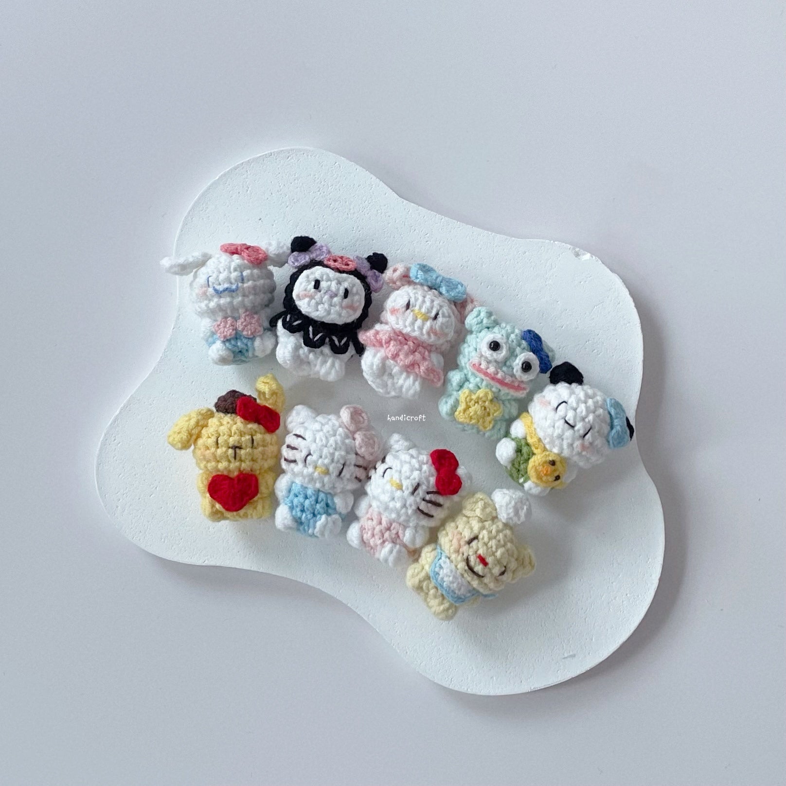 handicroft handmade crochet mini gummy bear candy character plushie keychain