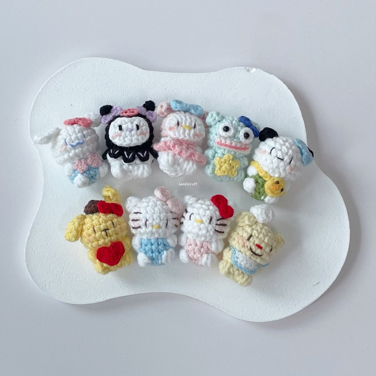 handicroft handmade crochet mini gummy bear candy character plushie keychain