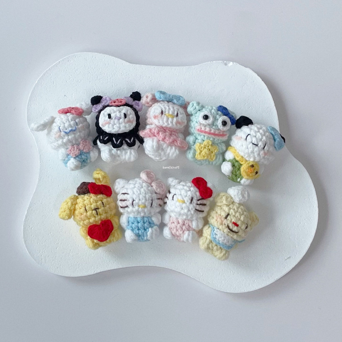 handicroft handmade crochet mini gummy bear candy character plushie keychain