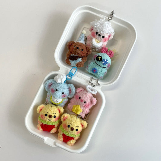 handicroft handmade crochet mini gummy character plushie bear keychain