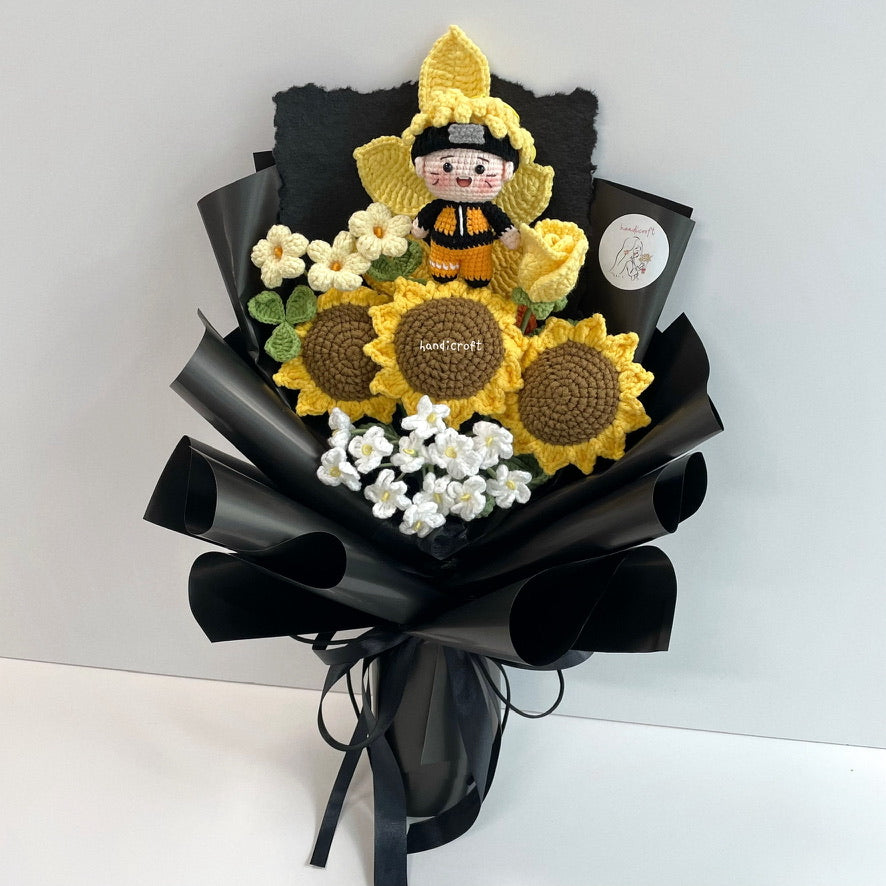 handicroft handmade crochet ninja sunflower bouquet bloom of the ninja way