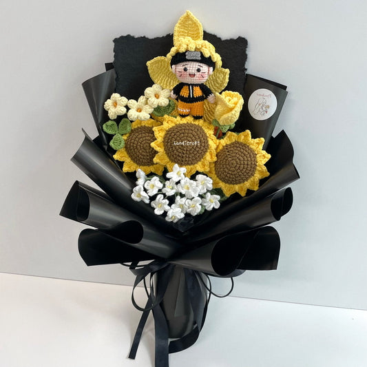 handicroft handmade crochet ninja sunflower bouquet bloom of the ninja way