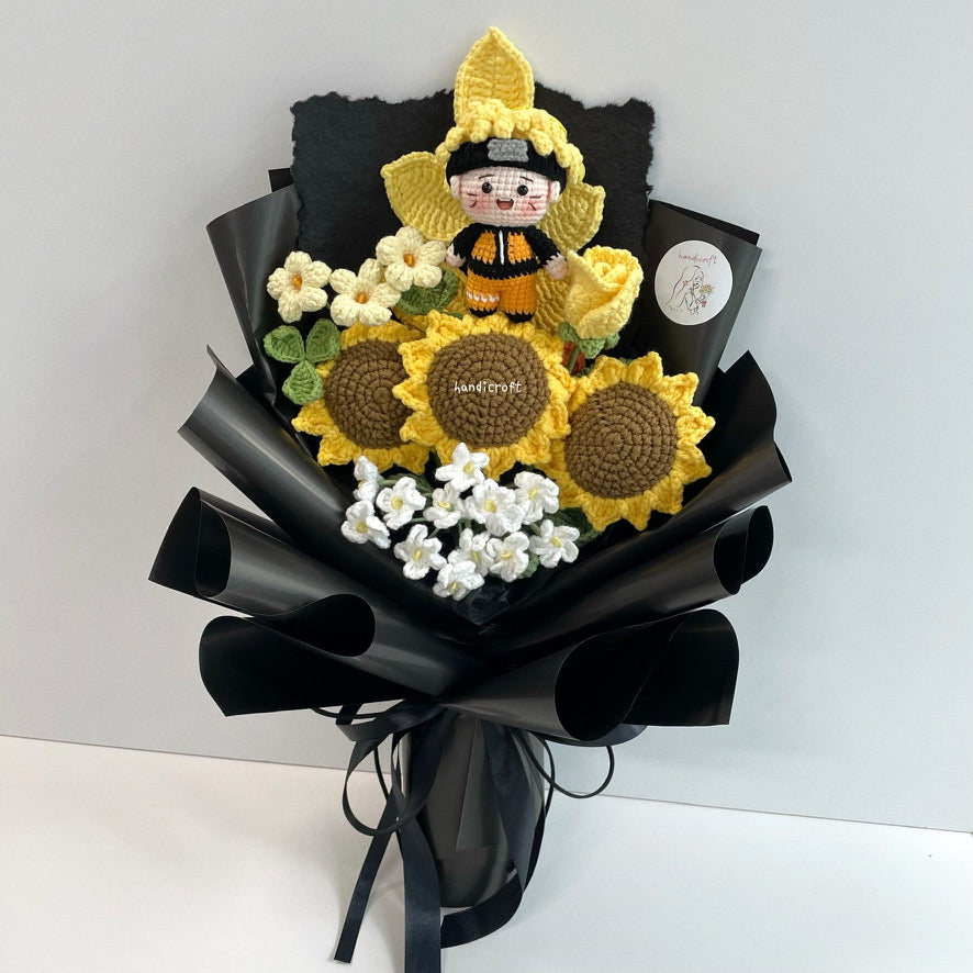 handicroft handmade crochet ninja sunflower bouquet bloom of the ninja way
