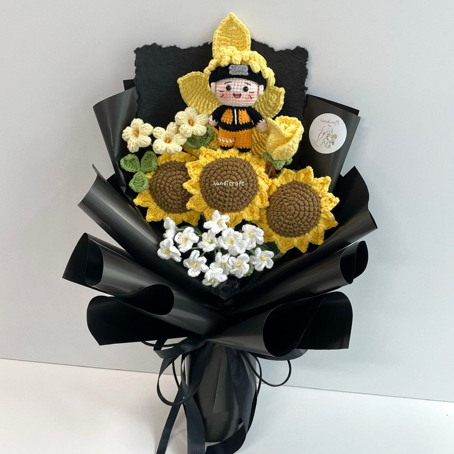 handicroft handmade crochet ninja sunflower bouquet bloom of the ninja way