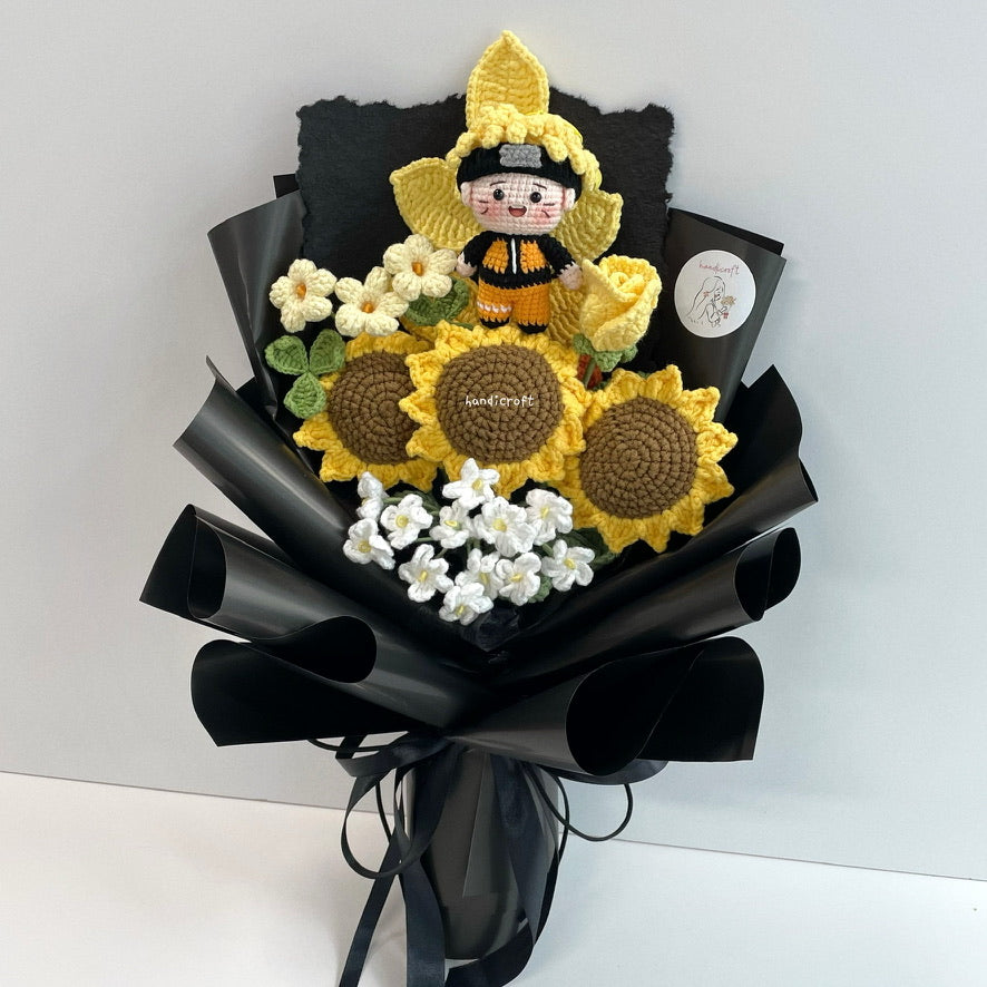 handicroft handmade crochet ninja sunflower bouquet bloom of the ninja way
