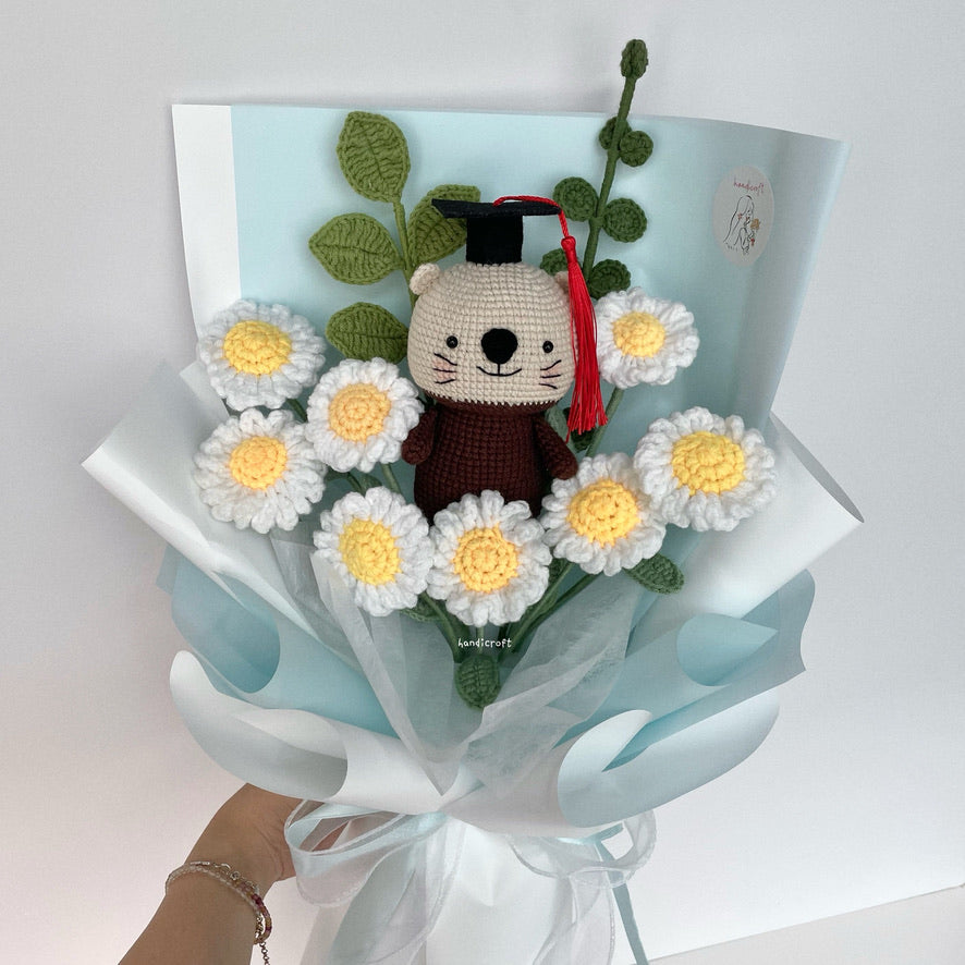 handicroft handmade crochet otter flower bouquet otterly daisies