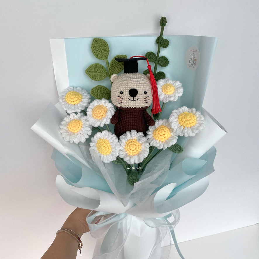 handicroft handmade crochet otter flower bouquet otterly daisies