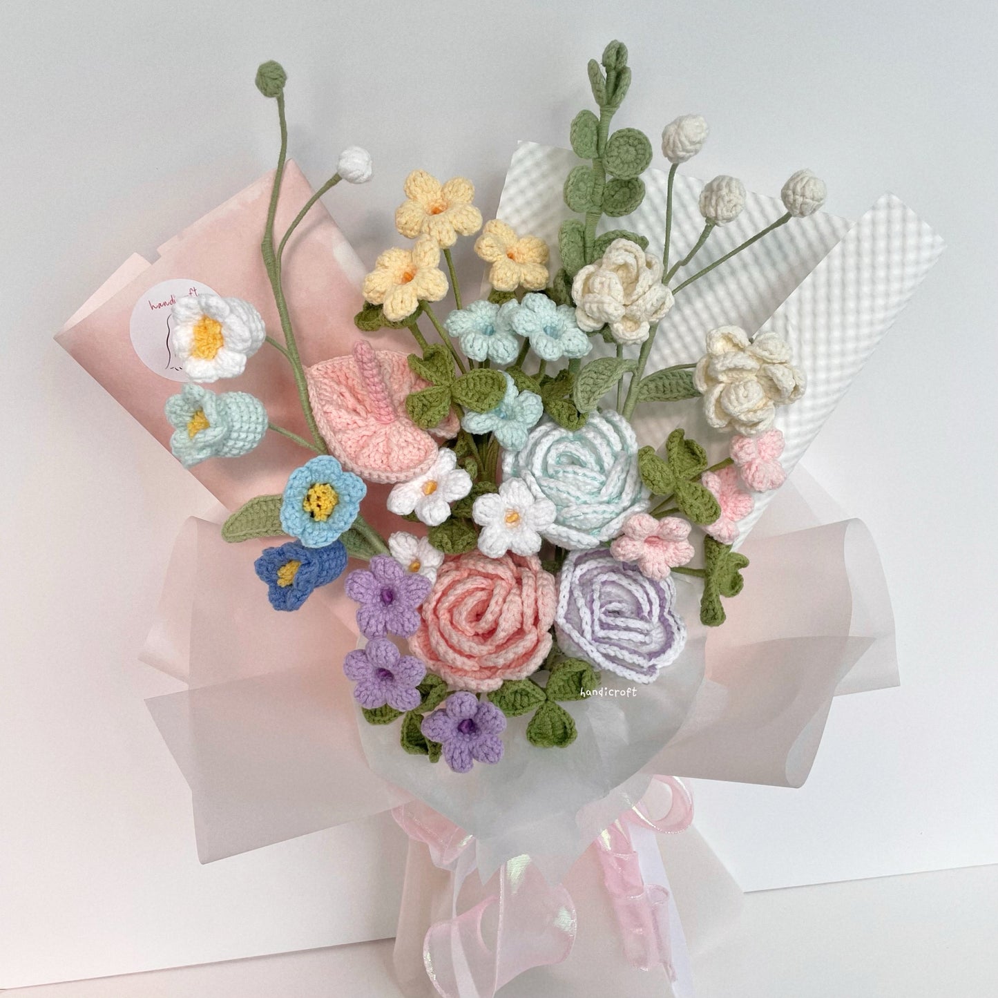 handicroft handmade crochet pastel colourful flower bouquet sugar & sprinkles
