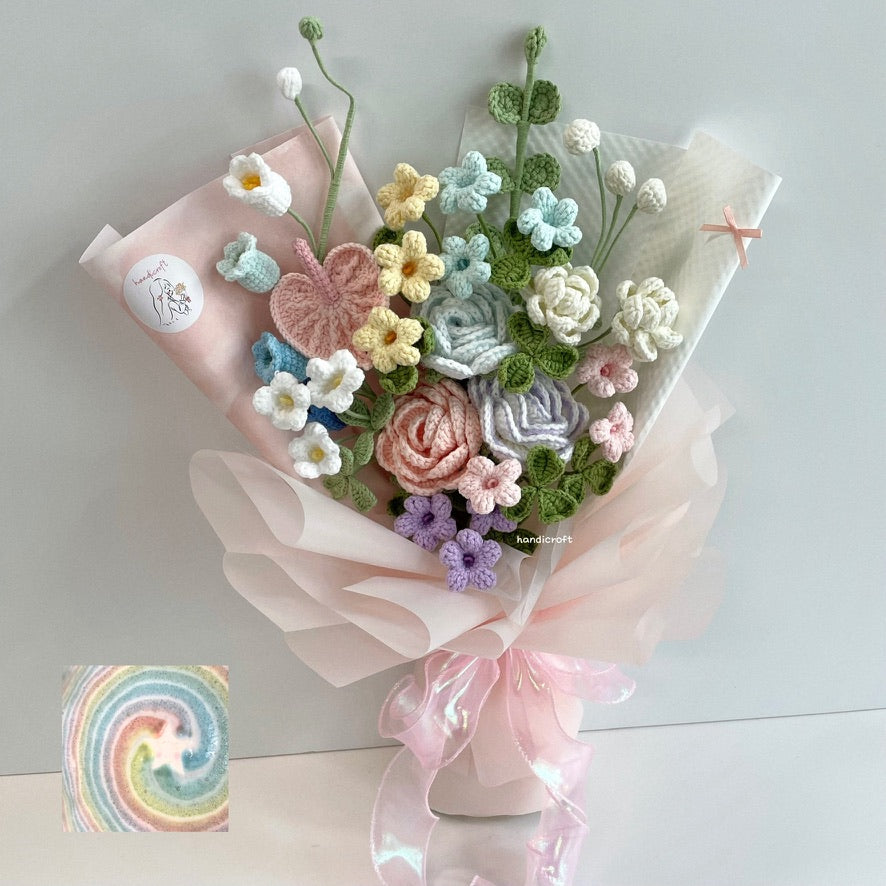 handicroft handmade crochet pastel colourful flower bouquet sugar & sprinkles