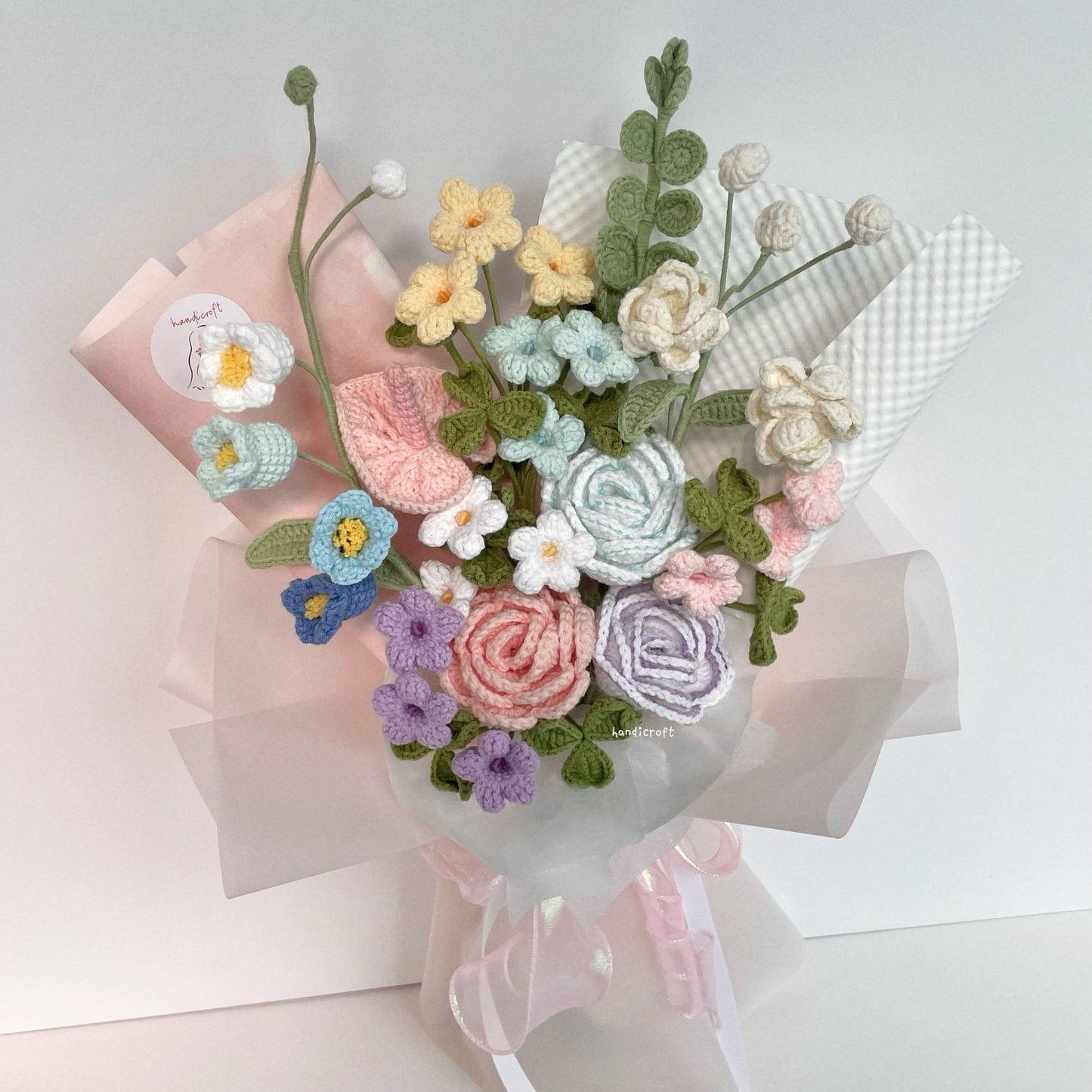 handicroft handmade crochet pastel colourful flower bouquet sugar & sprinkles