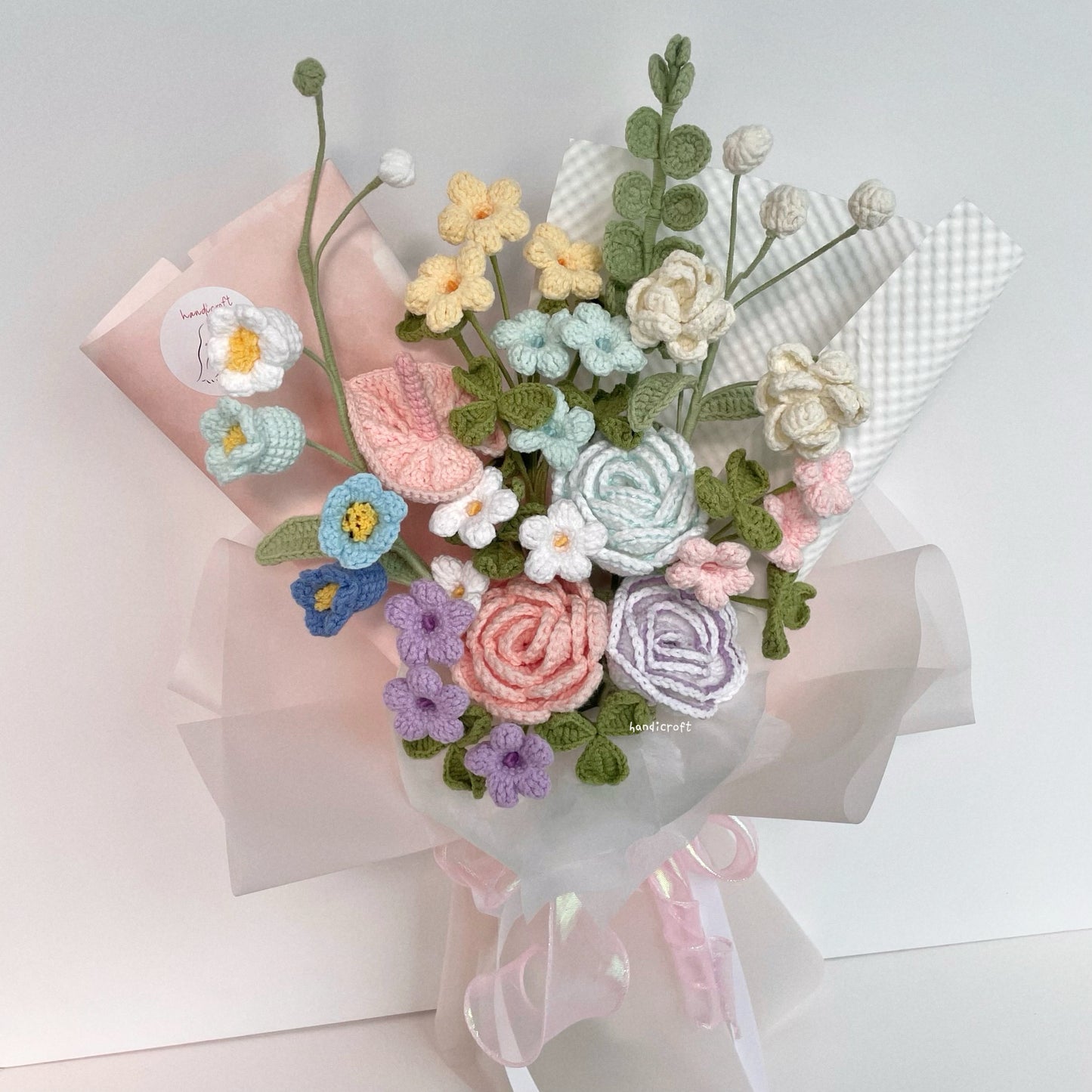 handicroft handmade crochet pastel colourful flower bouquet sugar & sprinkles
