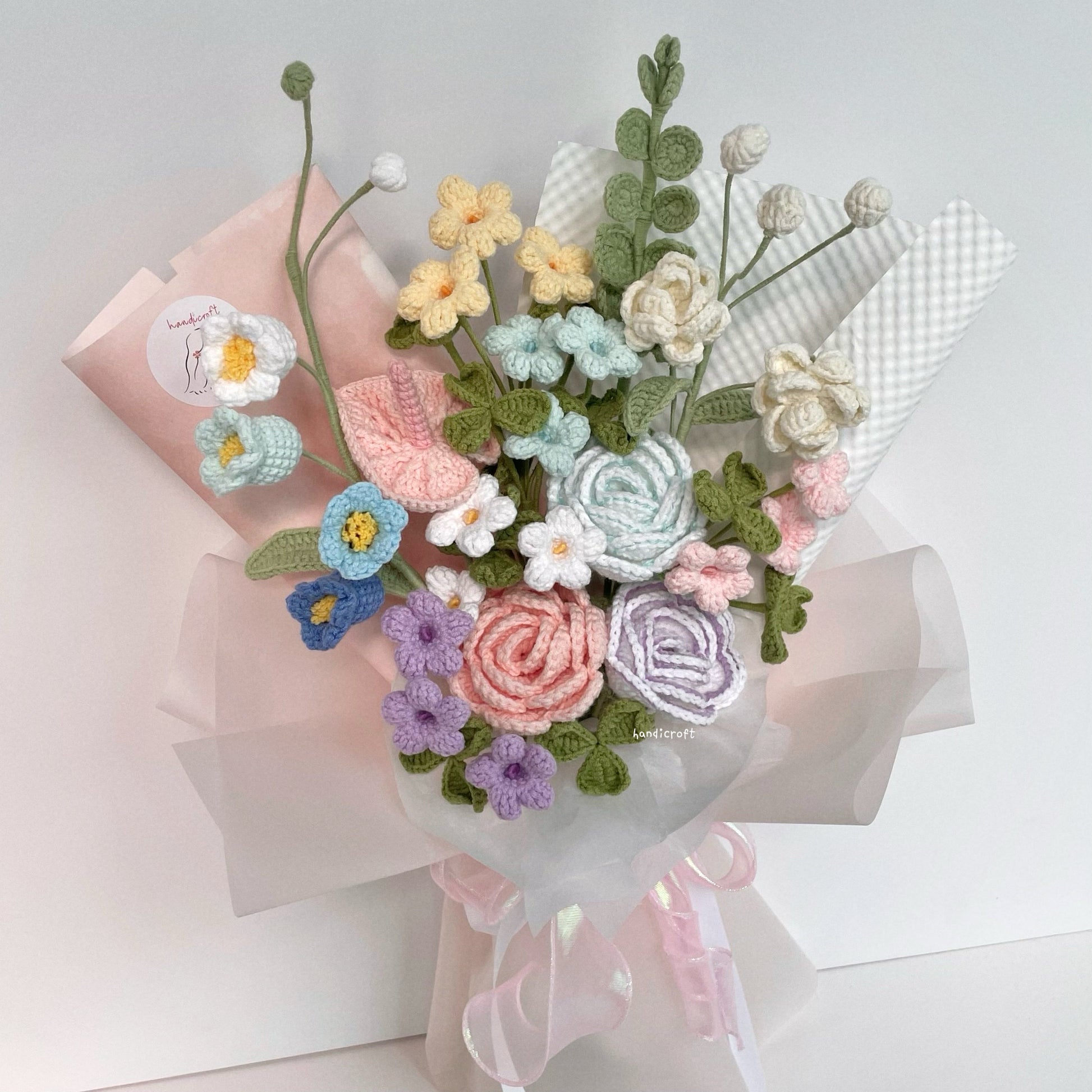 handicroft handmade crochet pastel colourful flower bouquet sugar & sprinkles