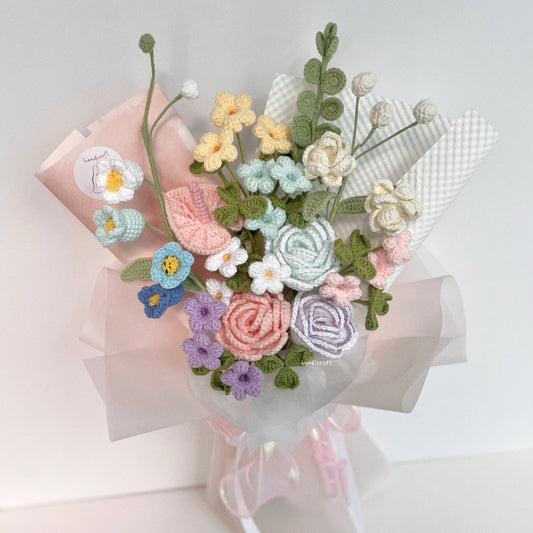 handicroft handmade crochet pastel colourful flower bouquet sugar & sprinkles
