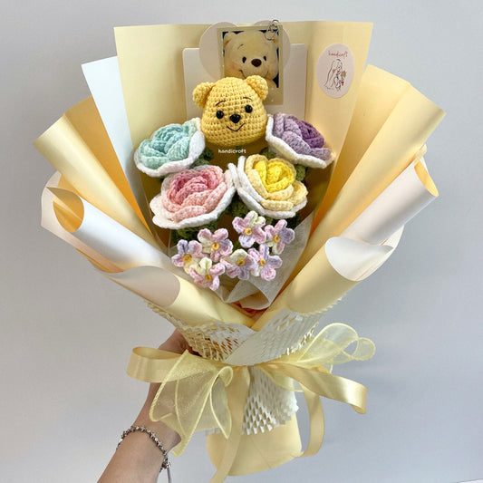 handicroft handmade crochet pastel flower bouquet honey daydream