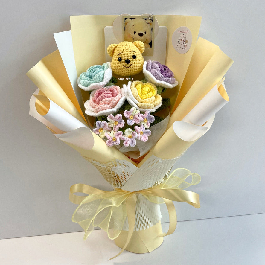handicroft handmade crochet pastel flower bouquet honey daydream