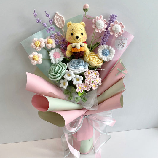 handicroft handmade crochet pastel flower bouquet hunny pastel playground