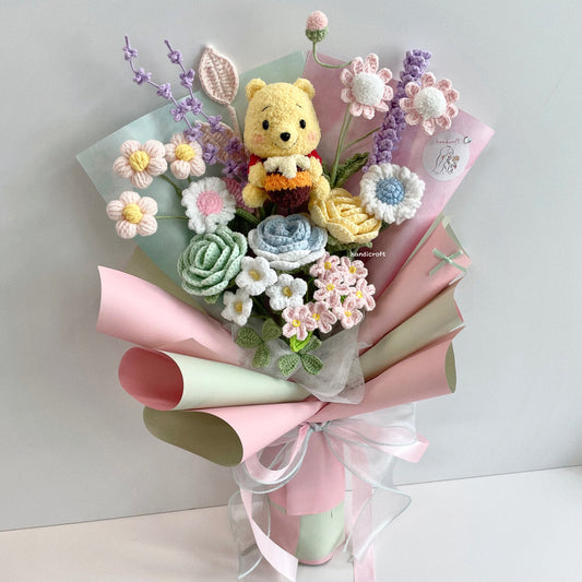 handicroft handmade crochet pastel flower bouquet hunny pastel playground