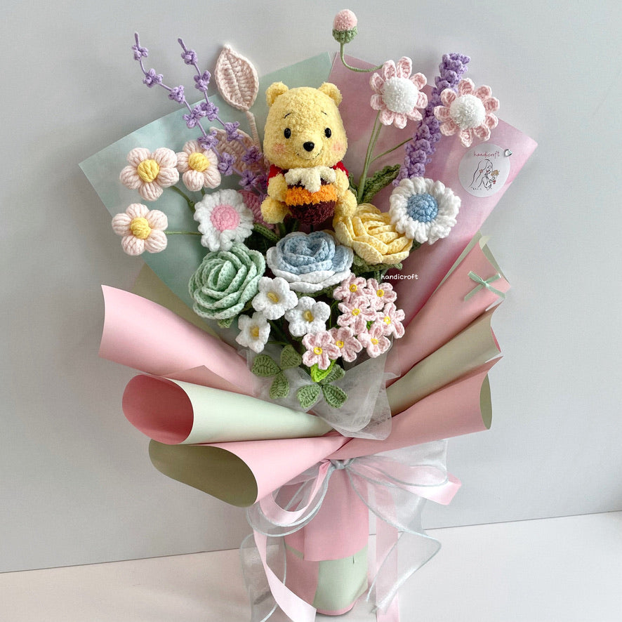 handicroft handmade crochet pastel flower bouquet hunny pastel playground