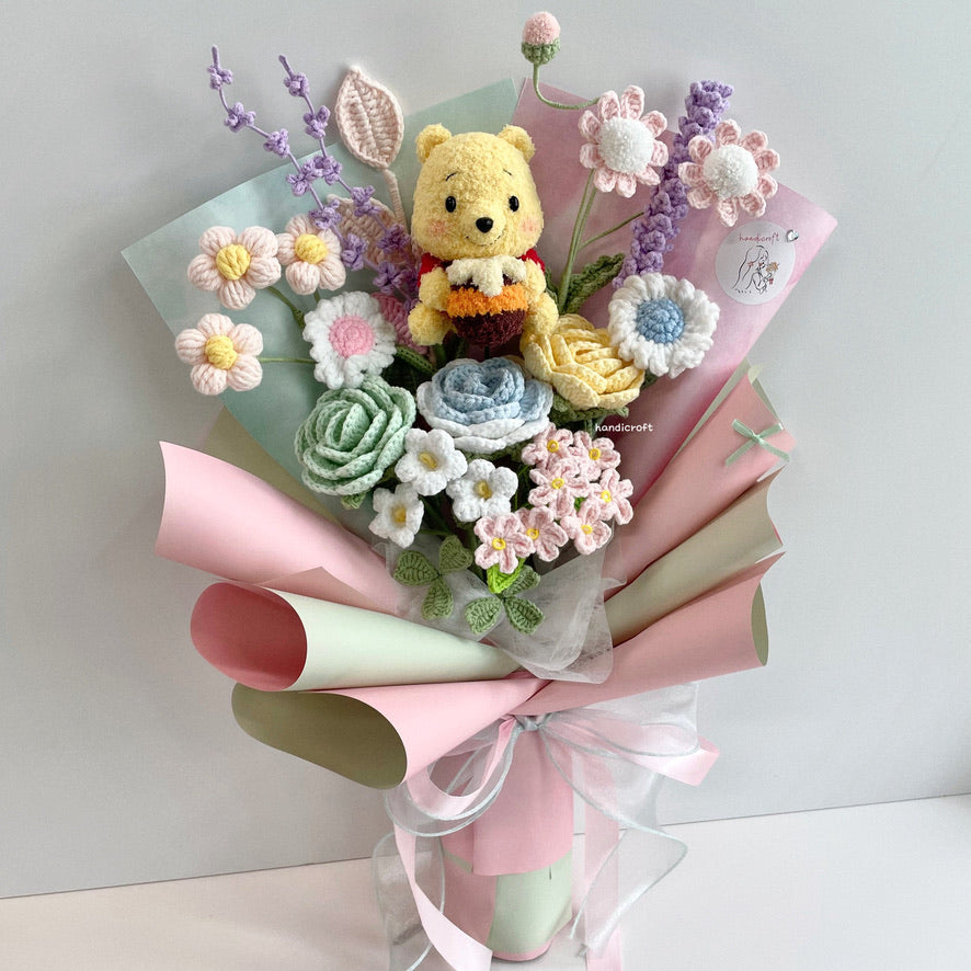 handicroft handmade crochet pastel flower bouquet hunny pastel playground