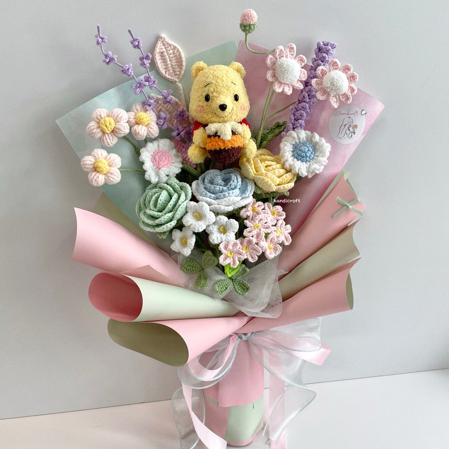 handicroft handmade crochet pastel flower bouquet hunny pastel playground