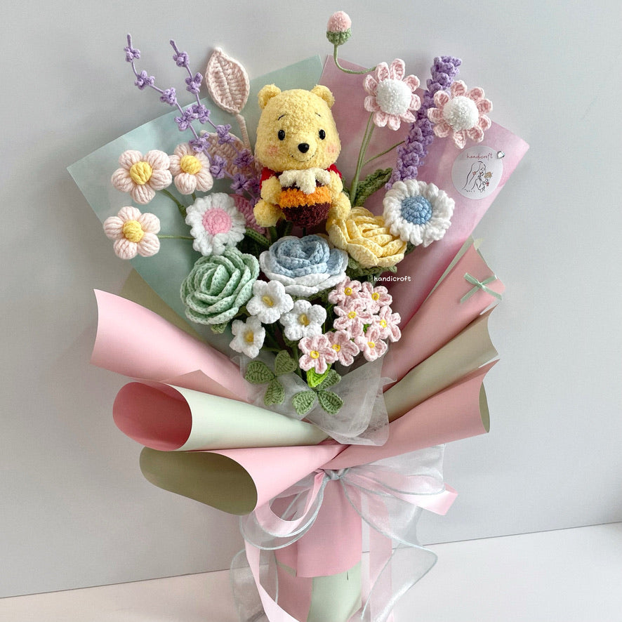 handicroft handmade crochet pastel flower bouquet hunny pastel playground